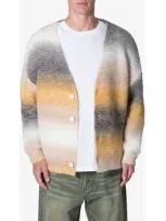 Mnml Gradient Wool Cardigan In Beige/grey/yellow Multi