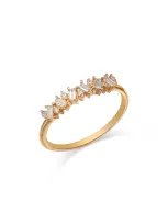 Moon & Meadow 14k Yellow Gold Lab Grown Diamond Round & Baguette Linear Cluster Ring