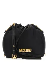 Moschino Black Nylon Bucket Bag In B1555