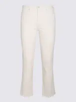 Mother The Rascal Cropped Jeans In Cream