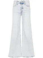 Mother The Tomcat Roller High-rise Wide-leg Jeans In Light Blue