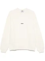 Msgm Logo-print Sweatshirt In Neutrals