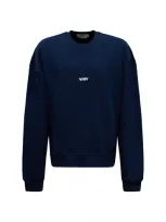 Msgm Logo Printed Crewneck Sweatshirt In Blue