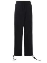 Msgm Straight-leg Drawstring Ankles Ripstop Cargo Trousers In Black