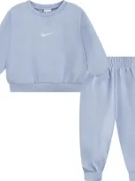 Nike Babies'  Essential Fleece Crewneck Sweatshirt & Joggers Set In Cobalt Bliss Heather