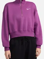 Nike Women's  Sportswear Phoenix Fleece 1/2-zip Cropped Sweatshirt In Purple