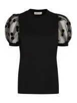 Nina Ricci Flocked-detail T-shirt In Black  