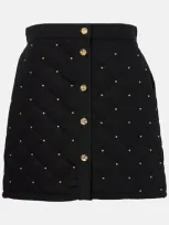 Nina Ricci Embellished Denim Miniskirt In Black