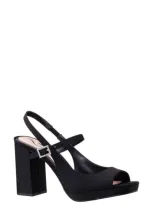 Nina Simeon Slingback Peep Toe Platform Sandal In Black