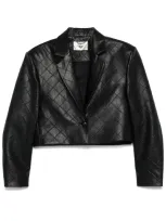 Nissa Faux-leather Blazer In Black