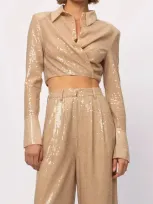 Nonchalant Label Tylan Crop Top In Sand In Gold