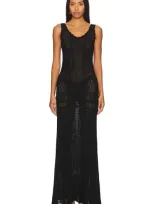 Norma Kamali Scoop Neck Tank Crochet Dress In Black