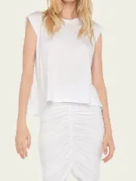 Norma Kamali Sleeveless Bf Cropped Crewneck Top In Snow White