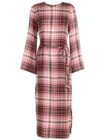 Olympiah Folk Checkered Shirt Dress In Red