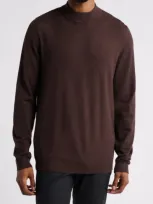 Open Edit Solid Mock Neck Sweater In Brown Bean