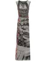 Ottolinger Mesh Maxi Dress Print In Dirndl Print