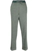 P.a.r.o.s.h . Fine-check Tapered Cropped Trousers In Green