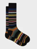 Paul Smith Black Cotton-blend Mixed Stripe Socks