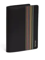 Paul Smith Leather Stripe Passport Cover In Black