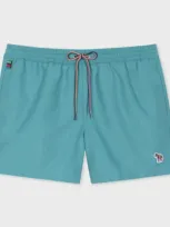 Paul Smith Light Teal Zebra Logo Swim Shorts Green