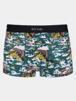 Paul Smith Men's Organic Cotton Pop Island Boxer Briefs In Green