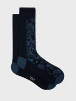 Paul Smith Navy Floral Cotton-blend Socks Blue