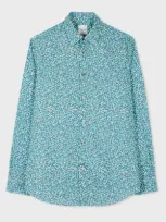 Paul Smith Tailored-fit Teal Blue Floral Shirt Green