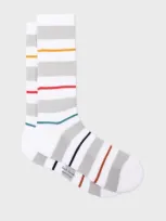 Paul Smith White And Grey Thin Stripe Socks In Blue