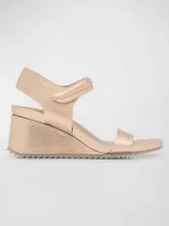 Pedro Garcia Cosma Metallic Ankle-strap Wedge Sandals In Rose Gold