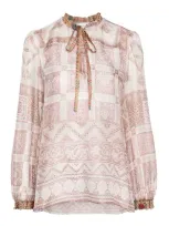 Pierre-louis Mascia Printed Silk Shirt In Beige