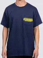 Pleasures Staff Cotton Graphic Pocket T-shirt In Navy