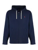 Polo Ralph Lauren Logo Embroidered Zipped Hoodie In Blue