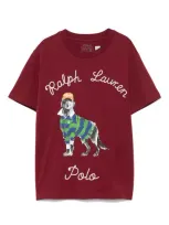 Polo Ralph Lauren Kids' Dog-print Cotton T-shirt In Red