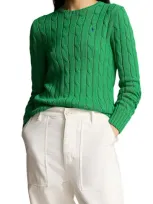 Polo Ralph Lauren Cable-knit Crewneck Slim Fit Knitwear In Green