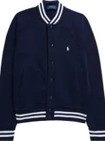 Polo Ralph Lauren Kids' Fleece Snap-up Bomber Jacket In Refined Navy