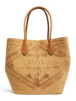 Polo Ralph Lauren Large Leather Embossed Bellport Tote Bag In Brown