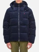 Polo Ralph Lauren Velvet Puffer Jacket In Blue