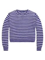 Polo Ralph Lauren Women's Striped Linen-cotton Sweater In Blue Yacht White