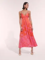 Poupette St Barth Long Dress Denise In Pink Daisy