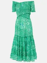 Poupette St Barth Soledad Floral Midi Dress In Green