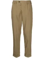 Pt Torino Pressed-crease Tapered Leg Trousers In Green