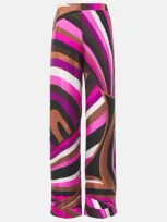 Pucci Iride High-rise Silk Twill Wide-leg Pants In Pink