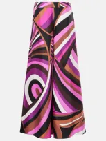 Pucci Iride Printed Silk Twill Palazzo Pants In Pink