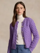 Ralph Lauren Cable-knit Wool-cashmere Cardigan In Wisteria Heather