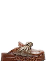 Rejina Pyo Knot Platform Mules In Brown