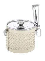 Riviere Leather Menfi Ice Bucket In Ivory