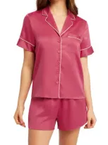 Rya Collection Aurora Charmeuse Short Pajamas In Lipstick