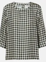 's Max Mara Ribes Checked Silk Top In White