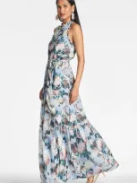 Sachin & Babi Blair Tiered Floral-print Chiffon Maxi Dress In Iceblugard