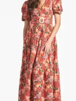 Sachin & Babi Carina Floral-print Midi Dress In Red